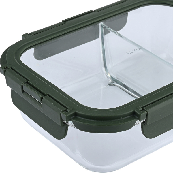 Φαγητοδοχείο Με Χωρίσματα 1.03lt (19.8x14.8x5.9) Estia Click & Seal Olive 01-39622