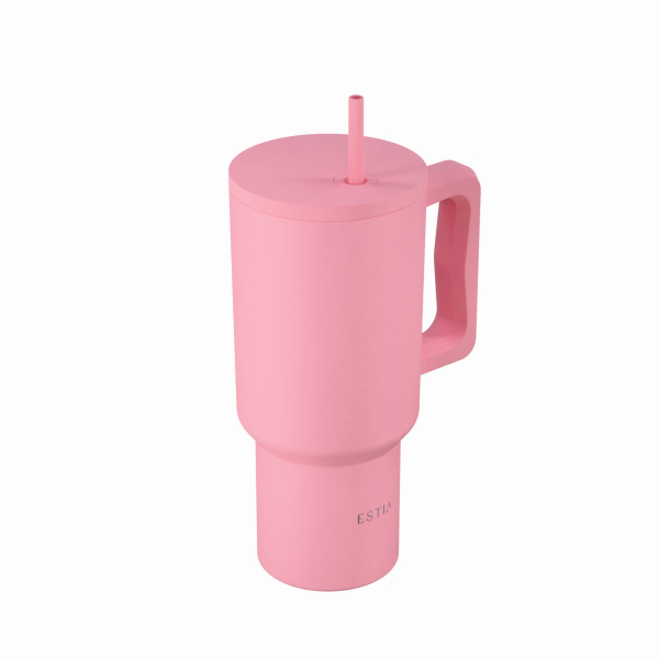 Κούπα Θερμός Με Λαβή & Καλαμάκι 900ml Estia Save The Aegean Tumbler Rose 01-41526