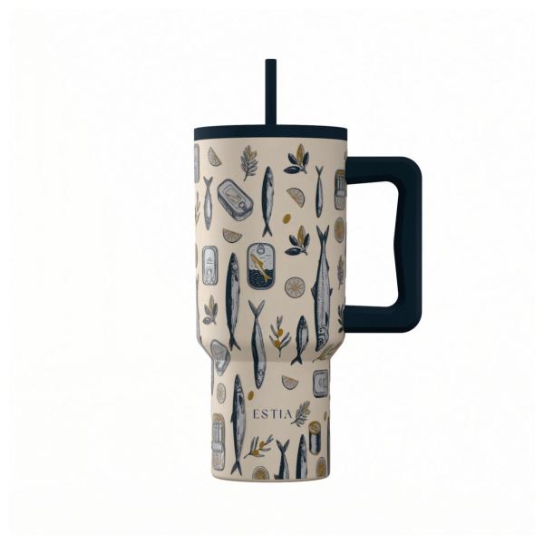 Κούπα Θερμός Με Λαβή & Καλαμάκι 900ml Estia Save The Aegean Tumbler Salt Life 01-41557