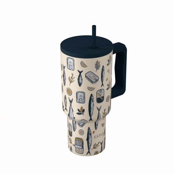 Κούπα Θερμός Με Λαβή & Καλαμάκι 900ml Estia Save The Aegean Tumbler Salt Life 01-41557