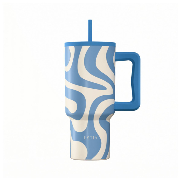 Κούπα Θερμός Με Λαβή & Καλαμάκι 900ml Estia Save The Aegean Tumbler Ocean Waves 01-41571
