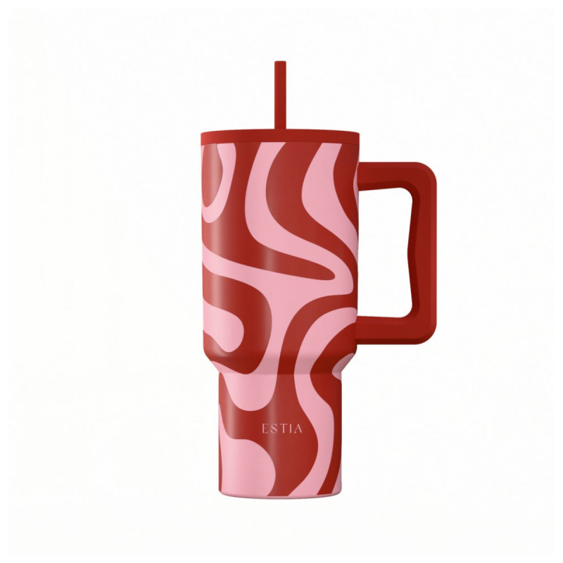 Κούπα Θερμός Με Λαβή & Καλαμάκι 900ml Estia Save The Aegean Tumbler Coral Waves 01-41588