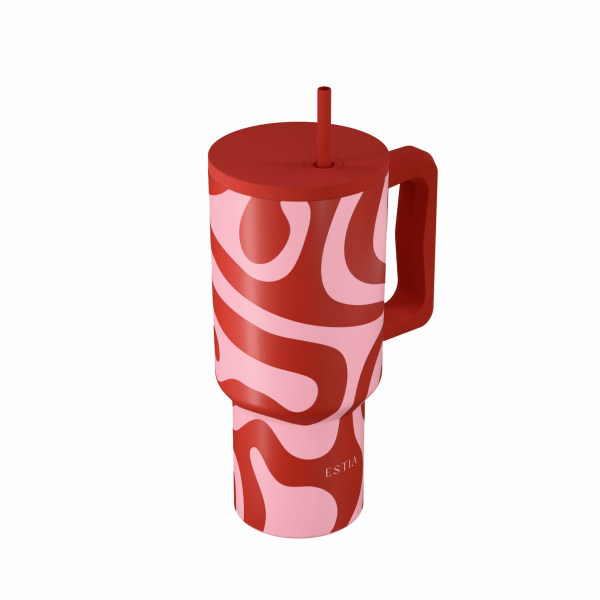 Κούπα Θερμός Με Λαβή & Καλαμάκι 900ml Estia Save The Aegean Tumbler Coral Waves 01-41588