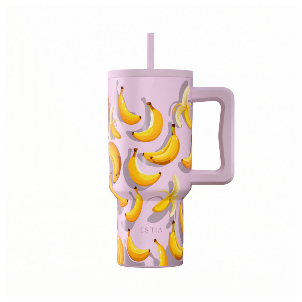 Κούπα Θερμός Με Λαβή & Καλαμάκι 900ml Estia Save The Aegean Tumbler Banana Mood 01-41601
