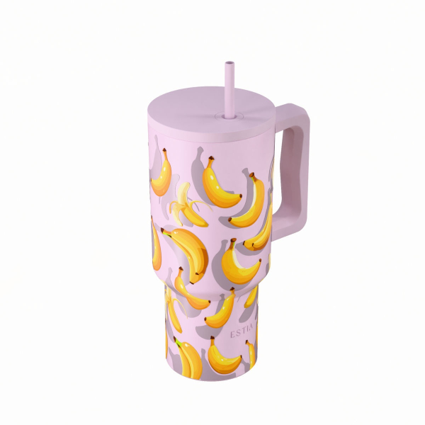 Κούπα Θερμός Με Λαβή & Καλαμάκι 900ml Estia Save The Aegean Tumbler Banana Mood 01-41601