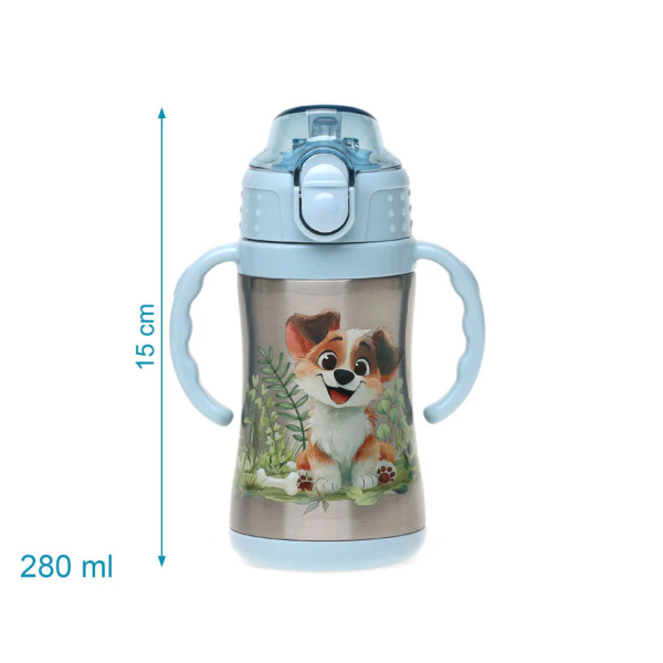 Παγούρι - Θερμός 280ml Με Καλαμάκι Kiokids Σκυλάκι 6446