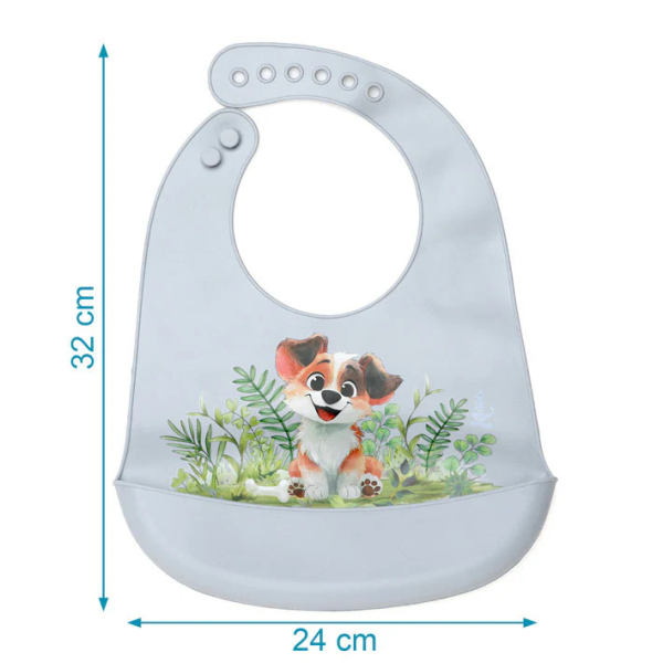 Σαλιάρα Σιλικόνης 4+ Μηνών (24x32) Kiokids Σκυλάκι Σιέλ 6653