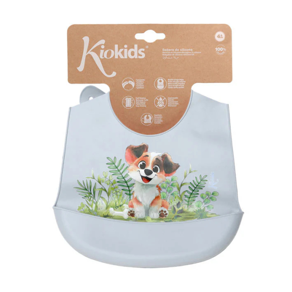 Σαλιάρα Σιλικόνης 4+ Μηνών (24x32) Kiokids Σκυλάκι Σιέλ 6653