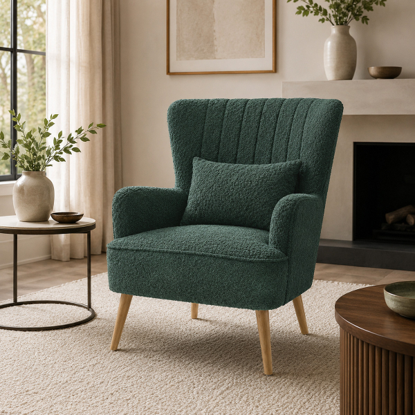 Πολυθρόνα Μπουκλέ (79x76.5x95.5) Spitishop Embrace Green/Natural