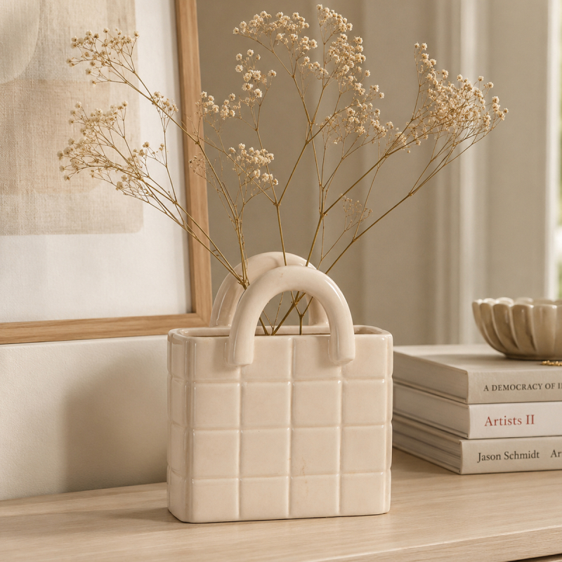 Διακοσμητικό Βάζο (15x9x16.5) K-M Off White NB1250430