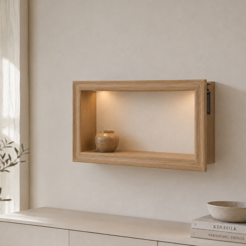Ράφι Τοίχου Με Φως (40x10x25) K-M Light Wood DD1001250