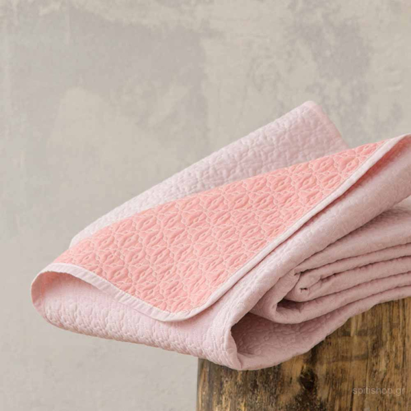 Κουβερλί Μονό 2 Όψεων Nima Layers Fiorire Shell Salmon/Peach