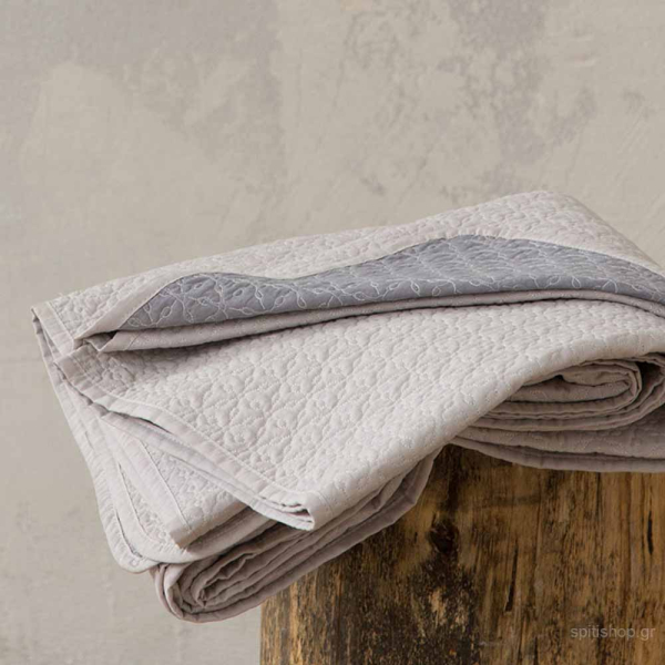 Κουβερλί Υπέρδιπλο 2 Όψεων Nima Layers Fiorire Linen/Dark Grey