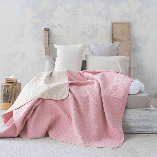 Κουβερλί King Size 2 Όψεων Nima Layers Cerchio Rouge Pink/Linen