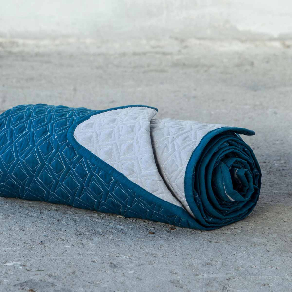 Κουβερλί King Size 2 Όψεων Nima Layers Rombo Aegean Blue/Silver
