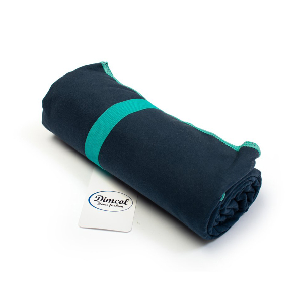 Πετσέτα Microfiber (80x160) Dimcol Quick Dry Navy Blue-Turquoise