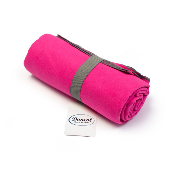 Πετσέτα Microfiber (80x160) Dimcol Quick Dry Fuchsia-Dark Grey