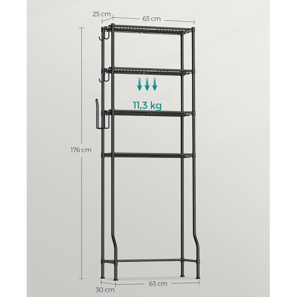 Ραφιέρα Δαπέδου Μπάνιου (63x30x176) Songmics BTS013B01