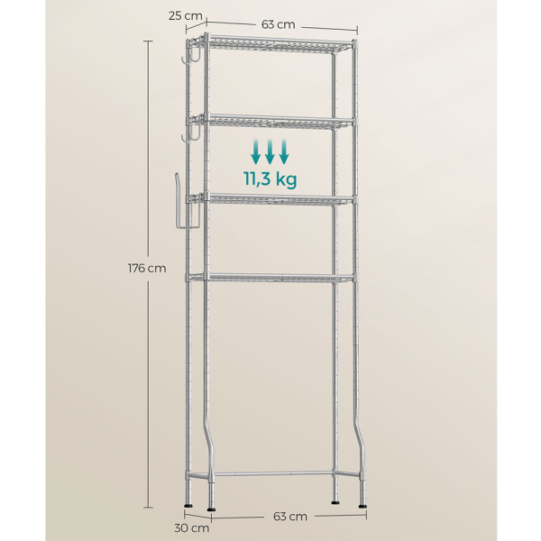 Ραφιέρα Δαπέδου Μπάνιου (63x30x176) Songmics BTS013G01