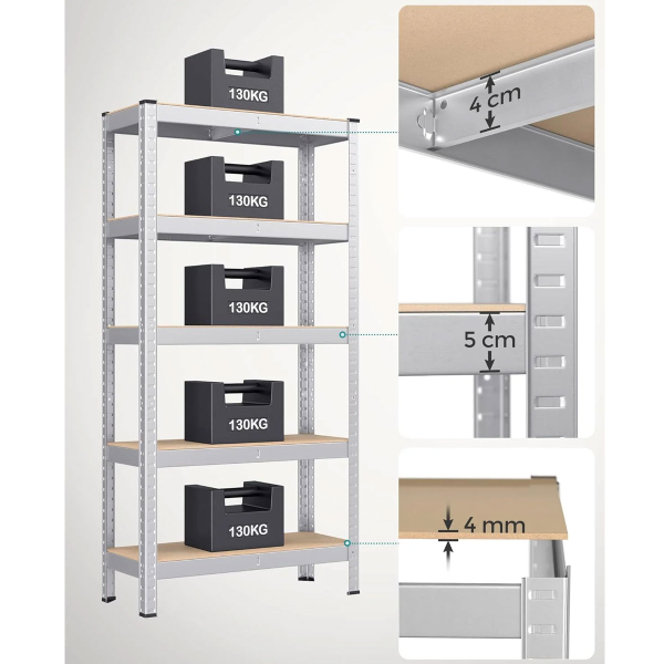 Μεταλλική Ραφιέρα Δαπέδου 5 Θέσεων (75x30x150) Songmics GLR030EZ01