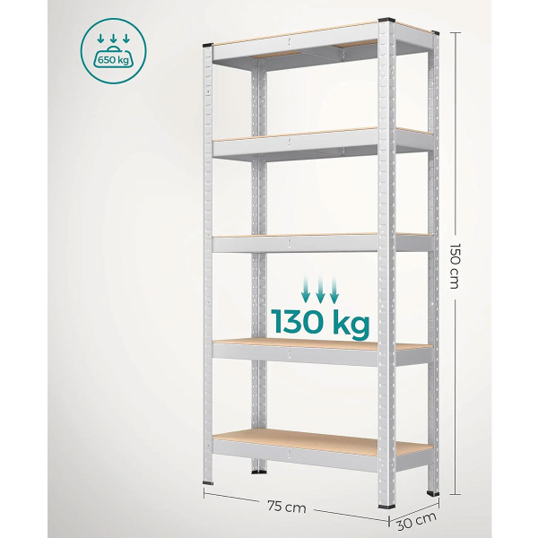 Μεταλλική Ραφιέρα Δαπέδου 5 Θέσεων (75x30x150) Songmics GLR030EZ01