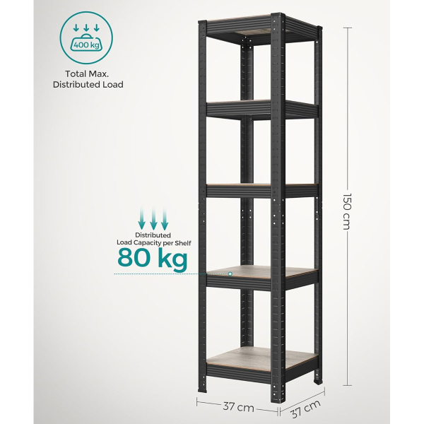 Μεταλλική Ραφιέρα Δαπέδου 5 Θέσεων (37x37x150) Songmics GLR037B11