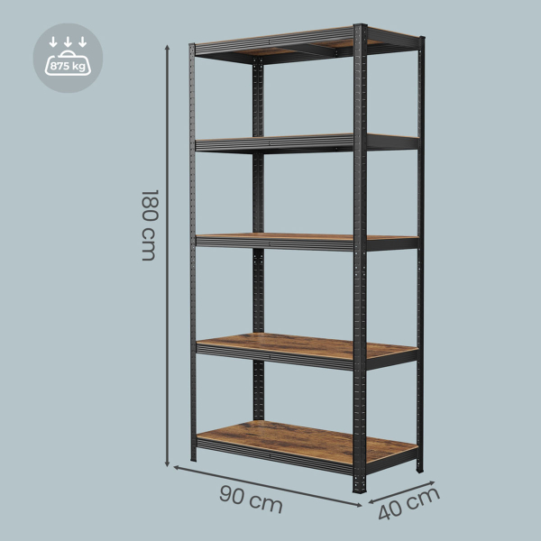 Μεταλλική Ραφιέρα Δαπέδου 5 Θέσεων (90x40x180) Songmics GLR040BZ04