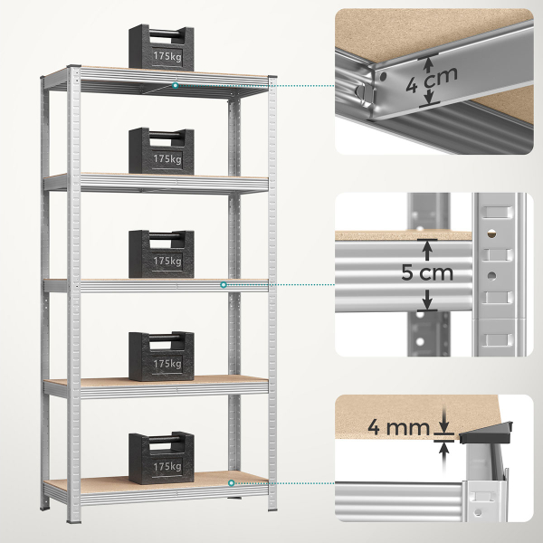 Μεταλλική Ραφιέρα Δαπέδου 5 Θέσεων (90x40x180) Songmics GLR040EZ03