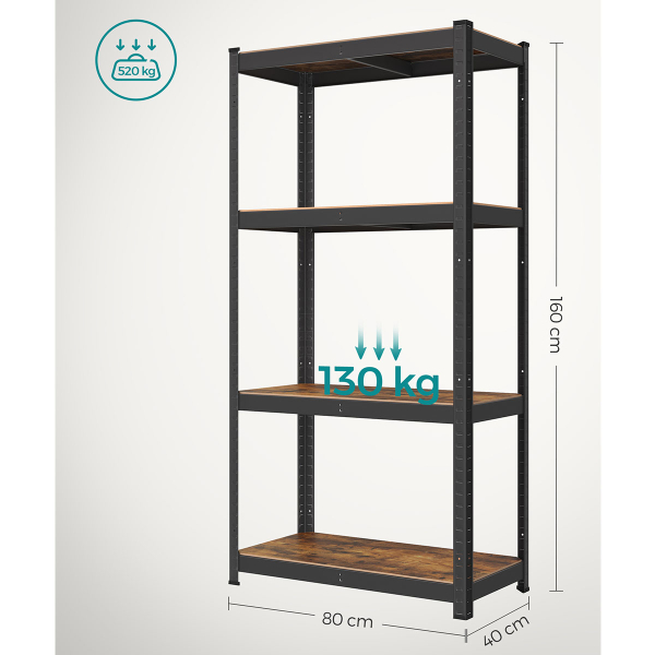 Μεταλλική Ραφιέρα Δαπέδου 4 Θέσεων (80x40x160) Songmics GLR044BZ03