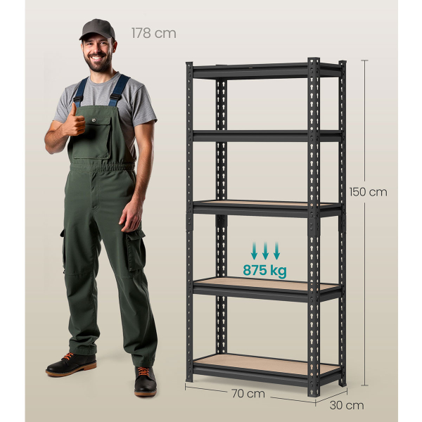 Μεταλλική Ραφιέρα Δαπέδου 5 Θέσεων (70x30x150) Songmics GLR300BZ03