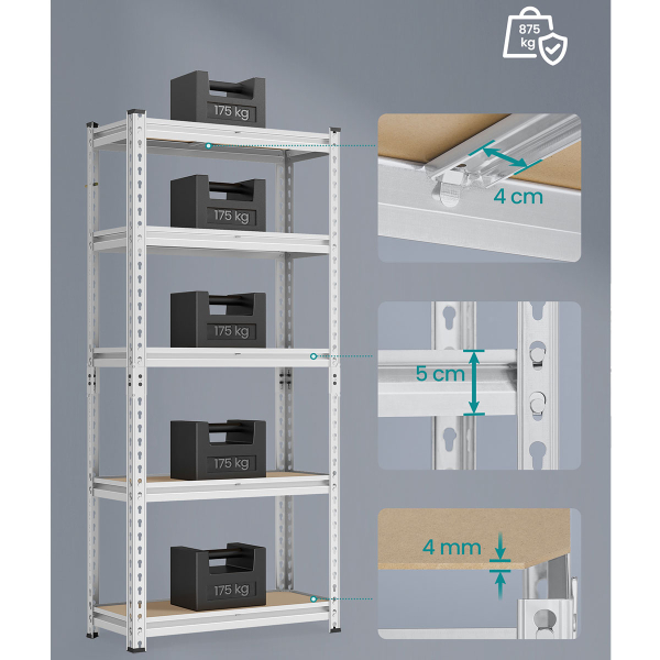 Μεταλλική Ραφιέρα Δαπέδου 5 Θέσεων (70x30x150) Songmics GLR300EZ03