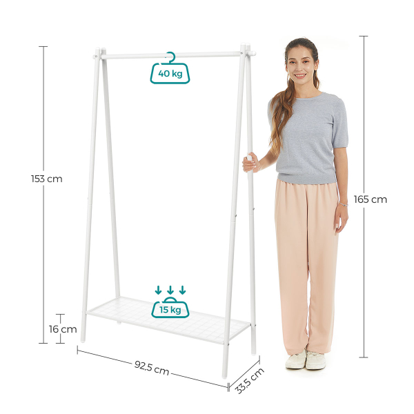 Κρεμάστρα Δαπέδου Με Ράφι (92.5x33.5x153) Songmics HSR023W01