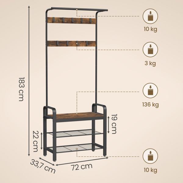 Έπιπλο Εισόδου (72x33.7x183) Vasagle HSR040KD01