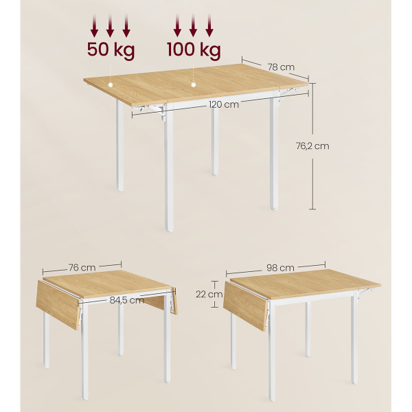 Τραπέζι Κουζίνας Επεκτεινόμενο (84.5/120x78x76.2) Vasagle KDT077Y01