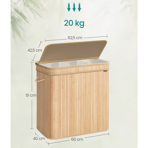 Καλάθι Απλύτων 3 Θέσεων 150Lit (60x40x61) Songmics LCB062N01V1