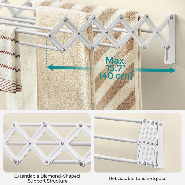 Πτυσσόμενη Απλώστρα Τοίχου (10-40x42x12) Songmics LLR802W01