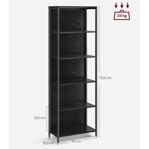 Ραφιέρα Δαπέδου 6 Θέσεων Με Led (60x30.3x178.6) Vasagle LLS120B57