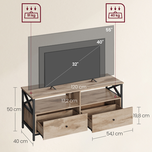 Έπιπλο Τηλεόρασης (120x40x50) Vasagle LTV300B50V1