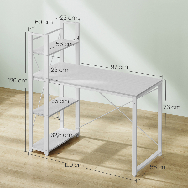Γραφείο Υπολογιστή Με 3 Ράφια (120x56x120) Vasagle LWD048W44V1