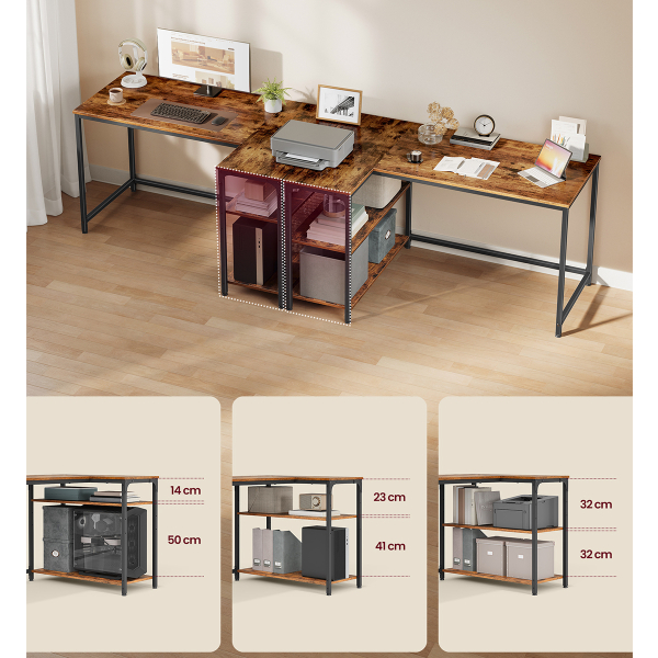 Γωνιακό Γραφείο Υπολογιστή Με 2 Ράφια (120x80x76) Vasagle LWD136KD01