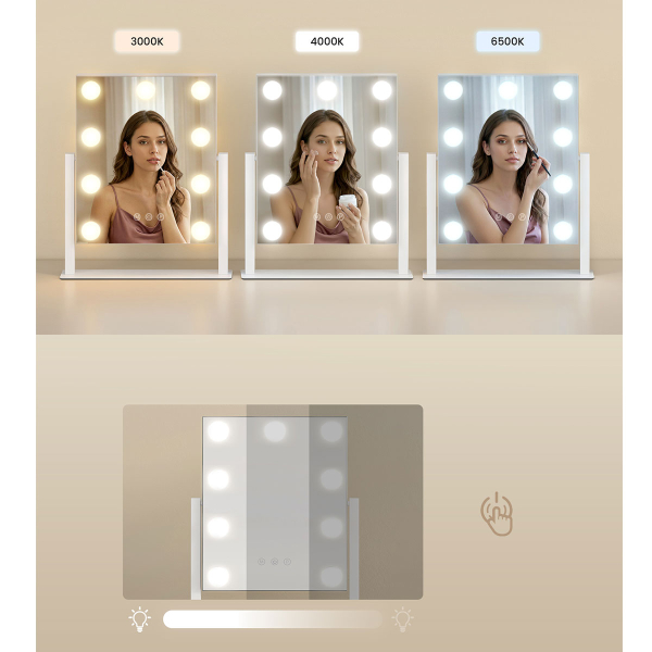 Επιτραπέζιος Καθρέφτης Με Led (30.5x6.5x36) Songmics LWM005WC02