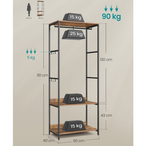 Έπιπλο Εισόδου (60x40x181) Songmics RGR006B01