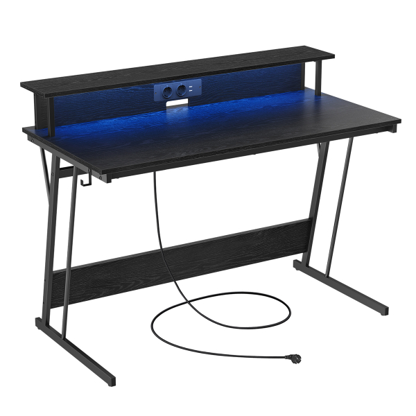 Γραφείο Υπολογιστή Με Ενσωματωμένες Πρίζες & Led (120x60x76) Vasagle LWD192B56V2
