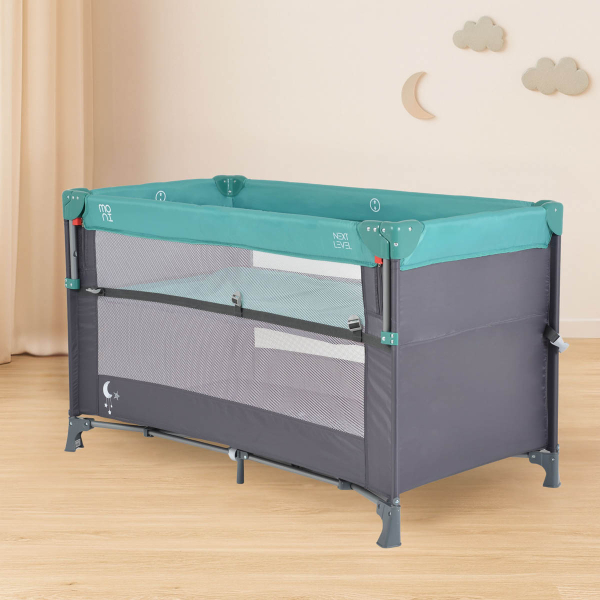 Παρκοκρέβατο 2 Θέσεων (0+ Μηνών/Έως 14kg) Moni Next level Turquoise