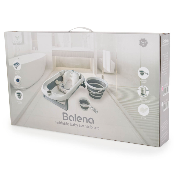 Πτυσσόμενο Μπανάκι Μωρού (Σετ 5τμχ) Cangaroo Balena Grey