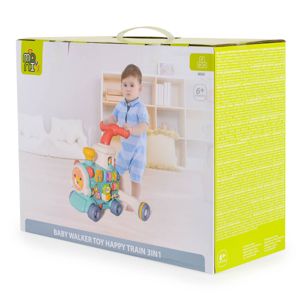 Περπατούρα Με Παιχνίδια Moni Happy Train 3 In 1 Mint