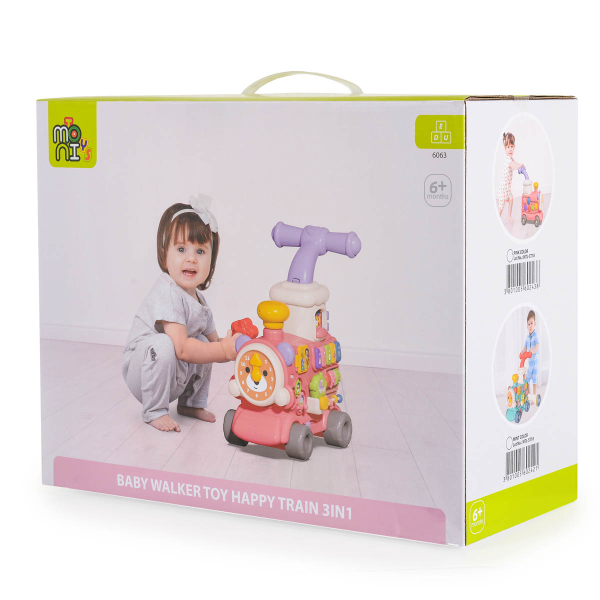 Περπατούρα Με Παιχνίδια Moni Happy Train 3 In 1 Pink