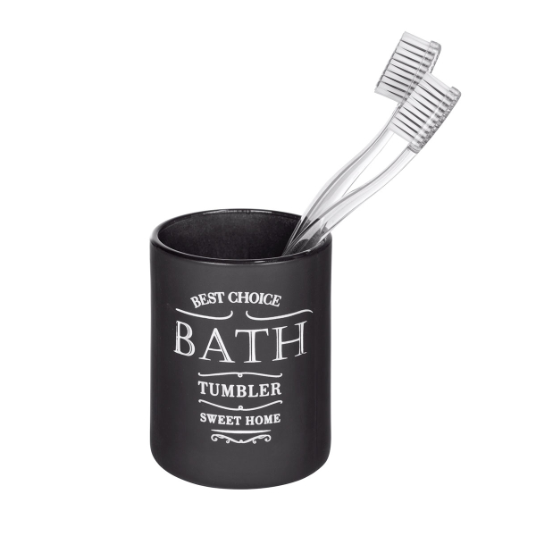 Ποτηροθήκη Μπάνιου (Φ7.5x10) Wenko Sweet Home Black 25805100