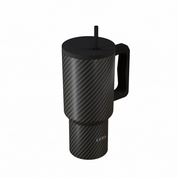 Κούπα Θερμός Με Λαβή & Καλαμάκι 900ml Estia Save The Aegean Tumbler Carbon Fibre 01-46170