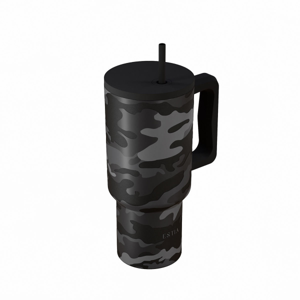 Κούπα Θερμός Με Λαβή & Καλαμάκι 900ml Estia Save The Aegean Tumbler Dark Camo 01-46163